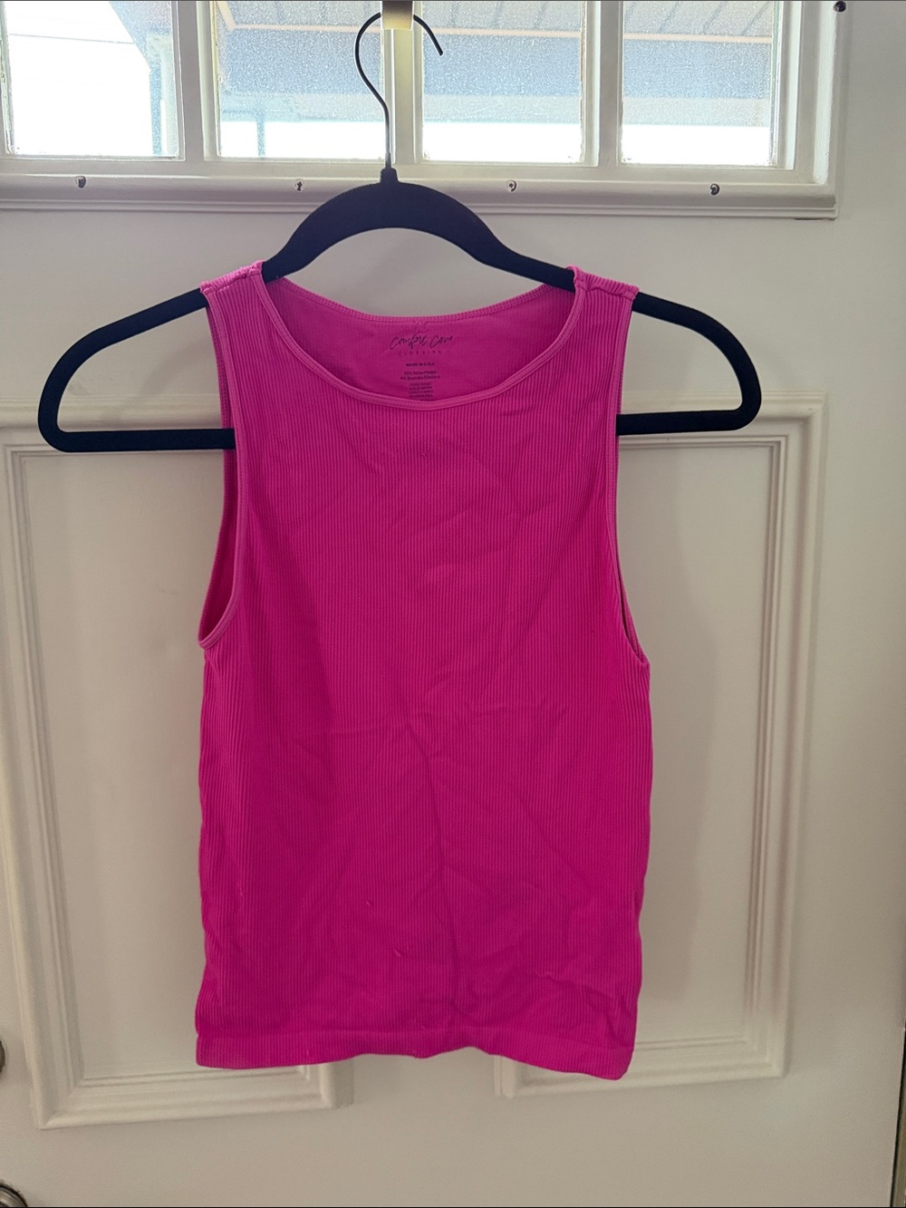 Sleeveless Ribbed Tank in Vibrant Pink